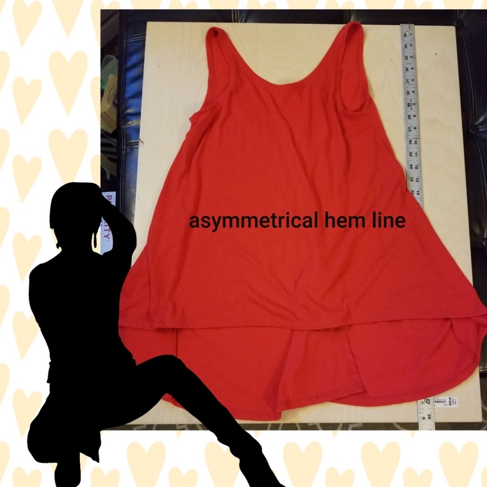 5/$25 Sleeveless Red Top  Asymmetrical Split (S)